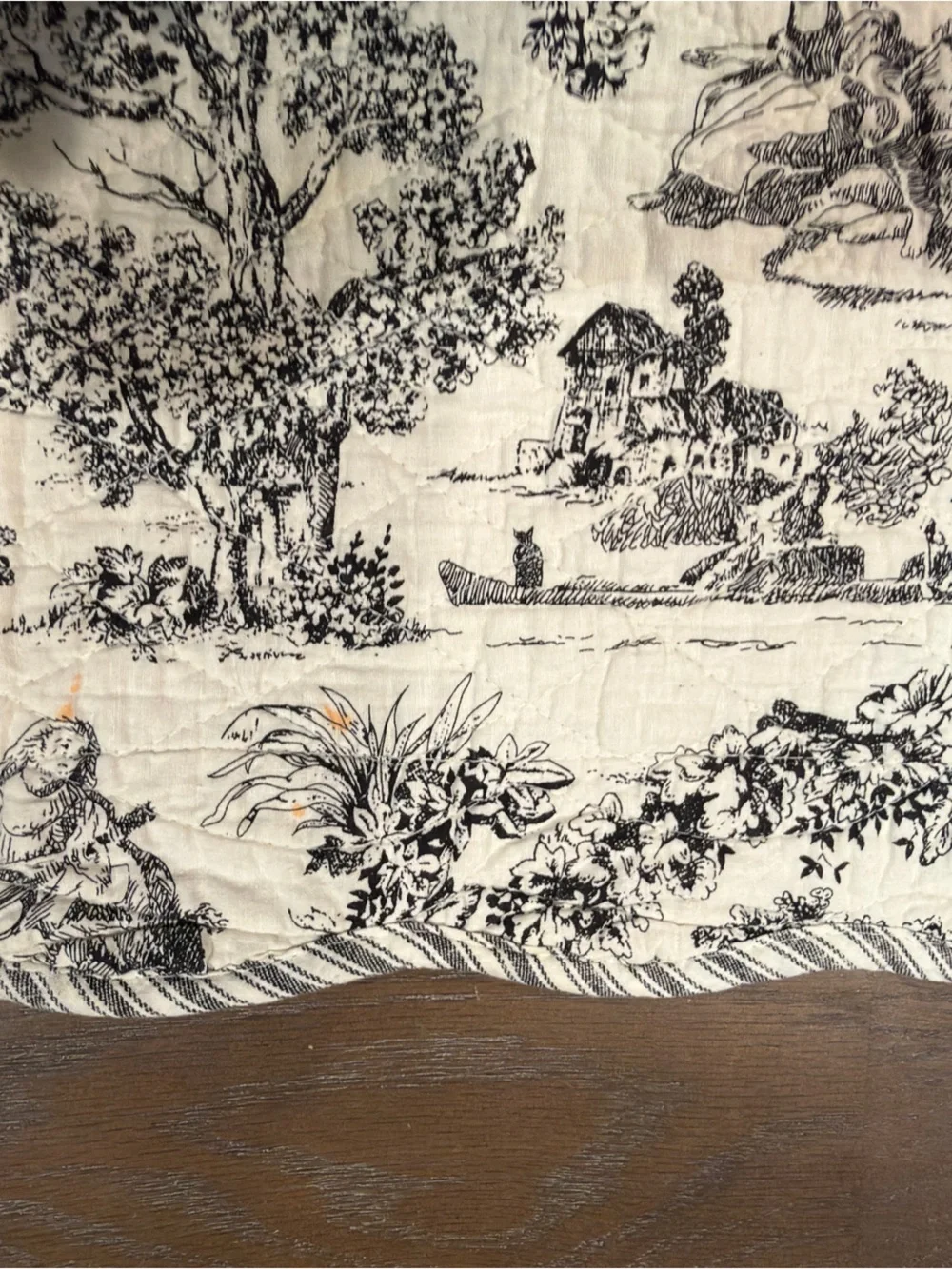 Black Toile French country pattern quilted table runner 69